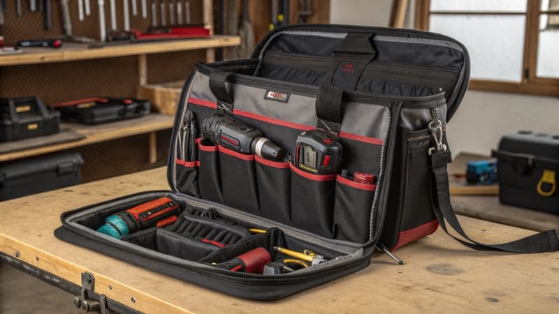 tool bag prototype on factory table